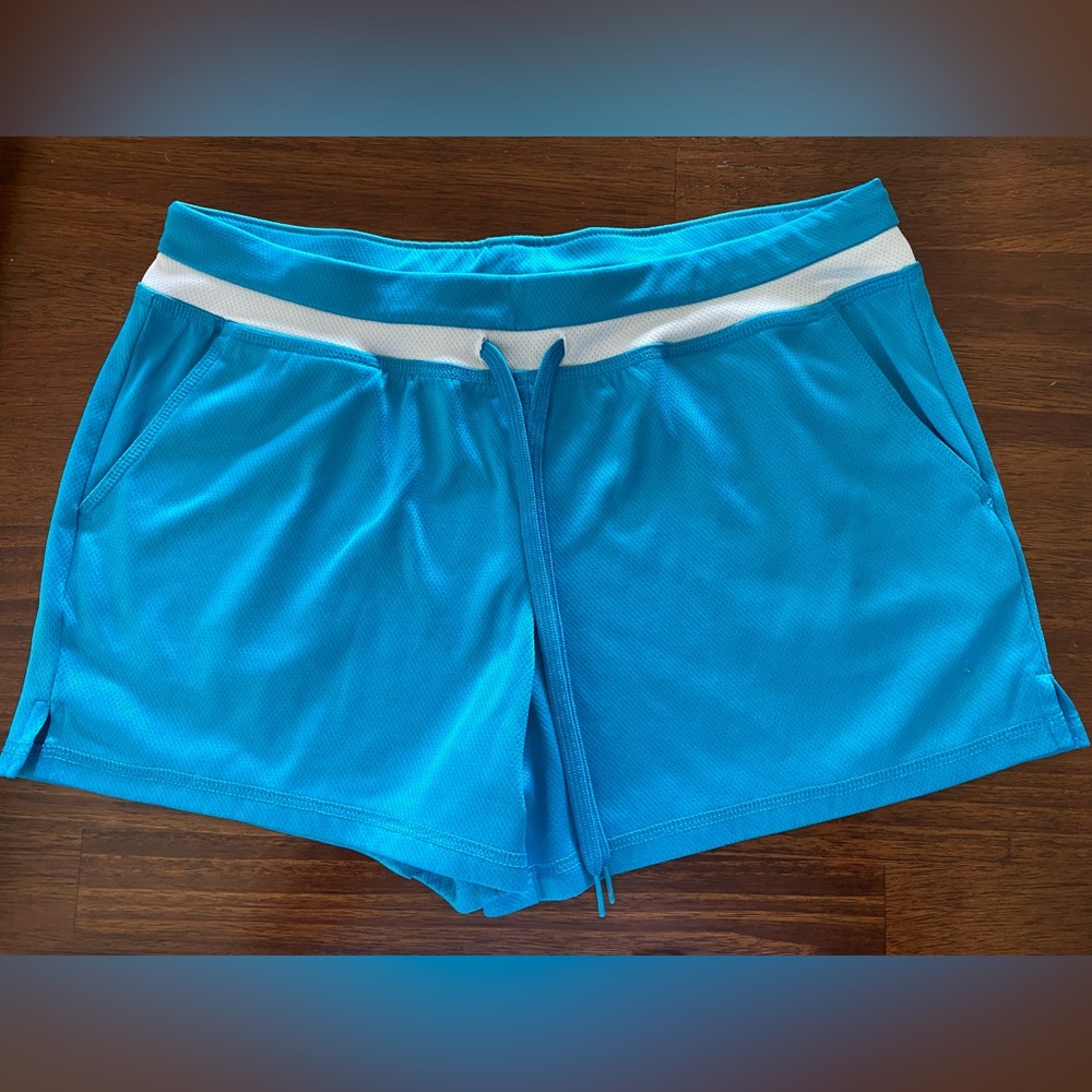 Women’s Danskin 100% polyester shorts. Size Med 8/10 Blue